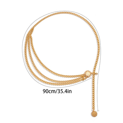 Cadena De Cintura Para El Cuerpo De Estilo De Cabeza De Reina Retro De Aleación Para Mujer