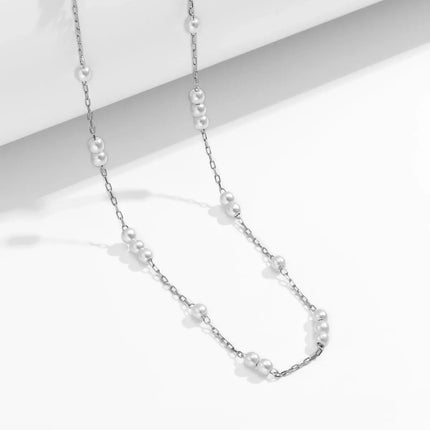 Cadena De Cintura De Bolas Plateadas Para El Cuerpo De Cobre Con Perlas Finas De Imitación Elegante