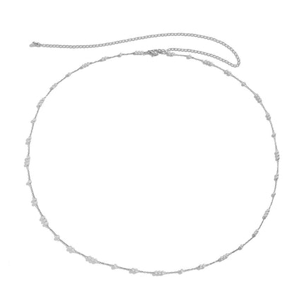 Cadena De Cintura De Bolas Plateadas Para El Cuerpo De Cobre Con Perlas Finas De Imitación Elegante