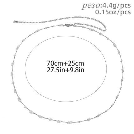 Cadena De Cintura De Bolas Plateadas Para El Cuerpo De Cobre Con Perlas Finas De Imitación Elegante