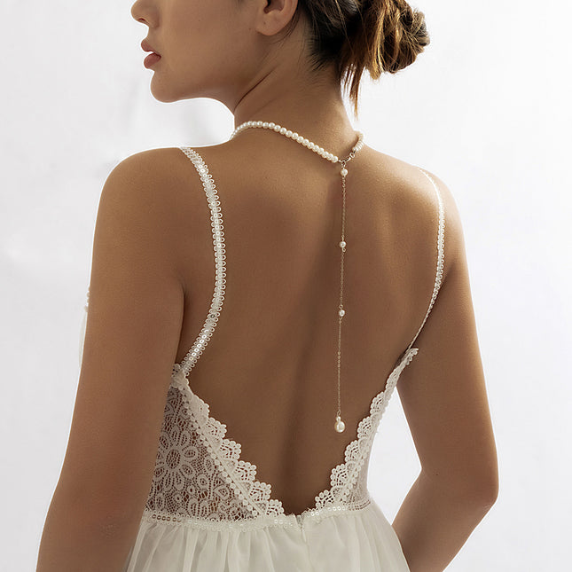 Cadena Elegante Para El Cuerpo De Espalda Con Borla De Plástico O Resina Sencillo Con Perlas De Imitación