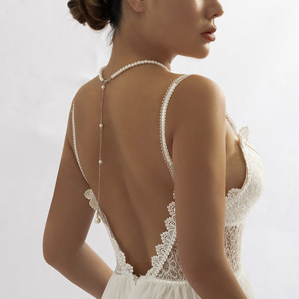 Cadena Elegante Para El Cuerpo De Espalda Con Borla De Plástico O Resina Sencillo Con Perlas De Imitación