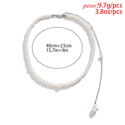 Cadena Elegante Para El Cuerpo De Espalda Con Borla De Plástico O Resina Sencillo Con Perlas De Imitación