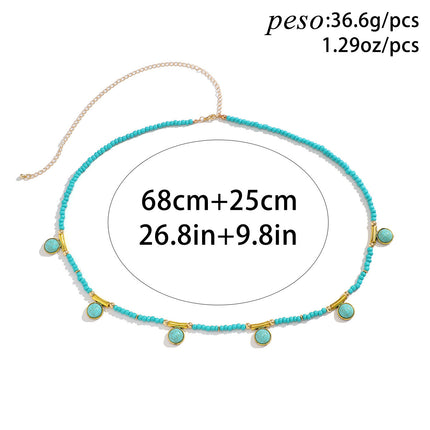 Cadena De Cintura Con Cuentas De Arroz Sexy Estilo Centro Turístico Con Turquesa