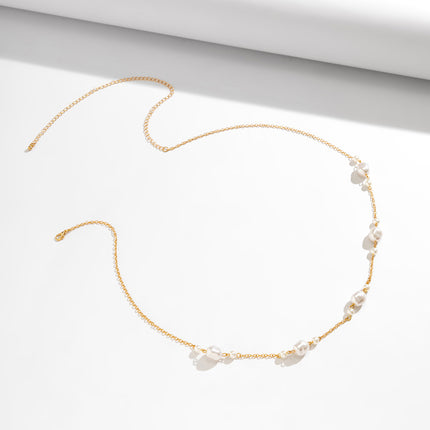 Cadena De Cintura De Bolas Doradas De Cobre Con Perlas Grandes De Imitación Elegante