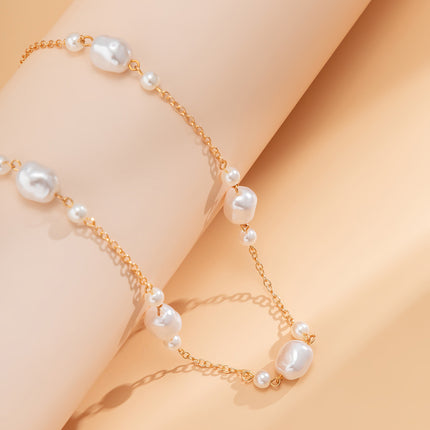 Cadena De Cintura De Bolas Doradas De Cobre Con Perlas Grandes De Imitación Elegante