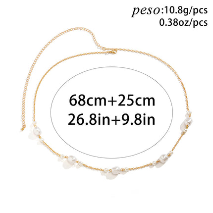 Cadena De Cintura De Bolas Doradas De Cobre Con Perlas Grandes De Imitación Elegante