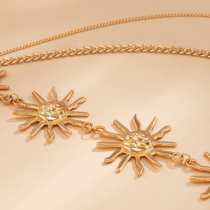 Cadena Multicapa De Cintura Con Forma De Flores Girasoles De Metal Exagerada