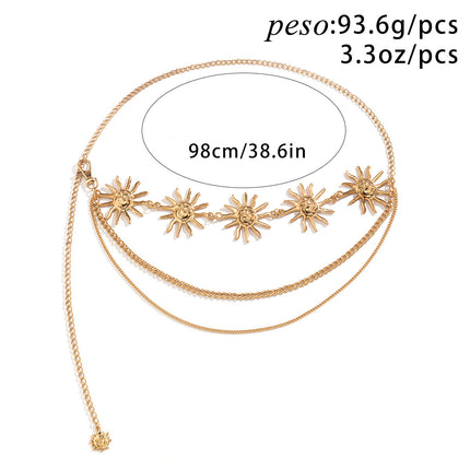 Cadena Multicapa De Cintura Con Forma De Flores Girasoles De Metal Exagerada