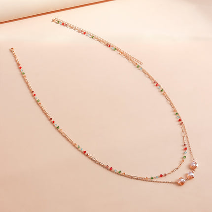 Cadena Metálica De Cintura Hecha A Mano De Cristal Con Grava De Colores Con Diamante De Imitación