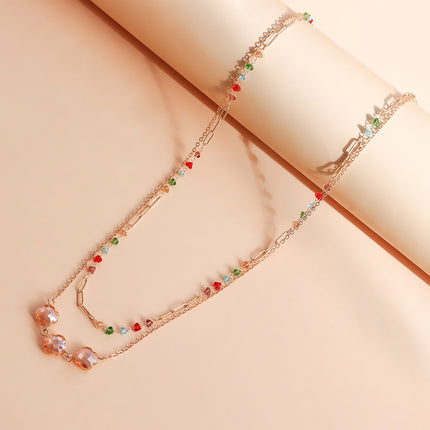 Cadena Metálica De Cintura Hecha A Mano De Cristal Con Grava De Colores Con Diamante De Imitación