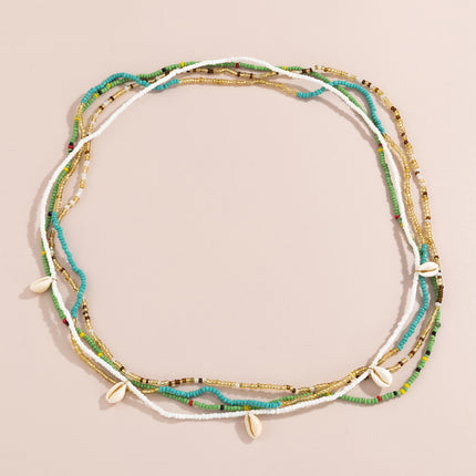 Cadena De Estilo Turístico De Cintura Multicapa Con Cuentas De Arroz Sexy De Moda Para Mujer