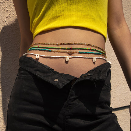 Cadena De Estilo Turístico De Cintura Multicapa Con Cuentas De Arroz Sexy De Moda Para Mujer