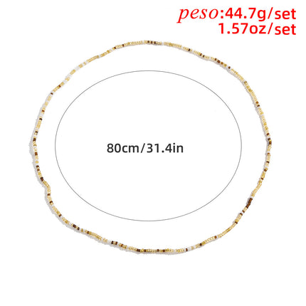 Cadena De Estilo Turístico De Cintura Multicapa Con Cuentas De Arroz Sexy De Moda Para Mujer
