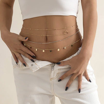Cadena Metálica De Cintura De Borlas De Múltiples Capas Con Lentejuelas De Metal Para Mujer