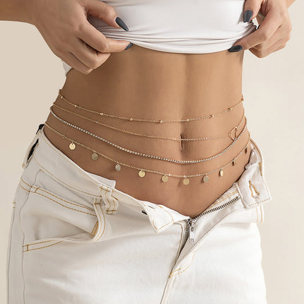 Cadena Metálica De Cintura De Borlas De Múltiples Capas Con Lentejuelas De Metal Para Mujer