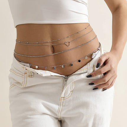 Cadena Metálica De Cintura De Borlas De Múltiples Capas Con Lentejuelas De Metal Para Mujer