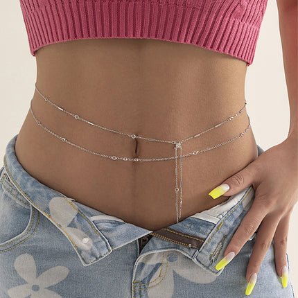 Cadena Ajustable Metálica De Cintura Hottie Sencillo De Cristal De Imitación Casual De Moda Para Mujer