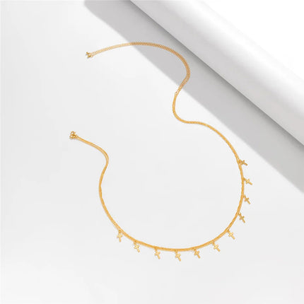 Cadena Metálica De Cintura De Doble Capa Con Borla De Cruz Sencillo De Moda Para Mujer