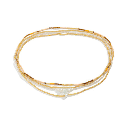 Cadena Multicapa De Cintura Con Cuentas De Arroz Sexy Estilo Centro Turístico Con Perlas
