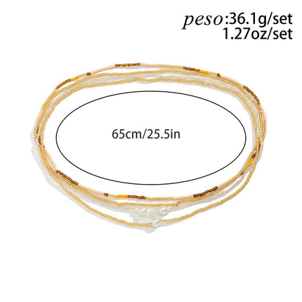 Cadena Multicapa De Cintura Con Cuentas De Arroz Sexy Estilo Centro Turístico Con Perlas