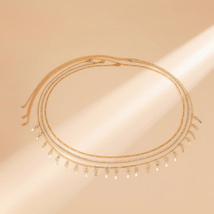 Cadena Brillante De Cintura De Borlas De Múltiples Capas Con Diamantes De Imitación Con Gotas De Metal