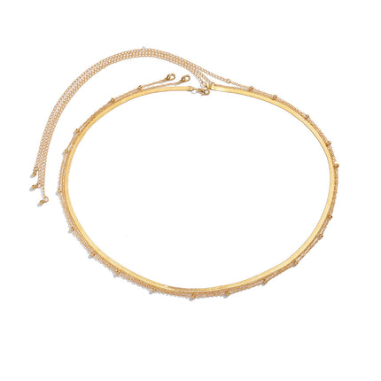 Cadena Metálica De Cintura Sencilla De Tres Capas Clásica De Hueso De Serpiente Para Mujer