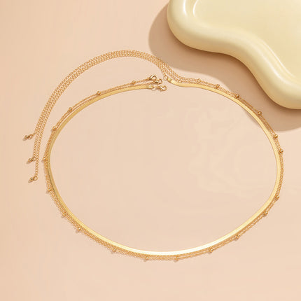 Cadena Metálica De Cintura Sencilla De Tres Capas Clásica De Hueso De Serpiente Para Mujer