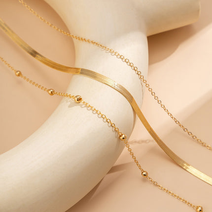 Cadena Metálica De Cintura Sencilla De Tres Capas Clásica De Hueso De Serpiente Para Mujer