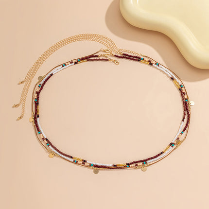 Cadena Multicapa De Cintura Con Cuentas De Arroz Sexy Estilo Centro Turístico Con Lentejuelas