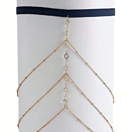 Cadena Multicapa De Aleación Con Diamantes Para El Cuerpo Con Bolas De Moda
