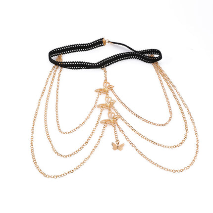 Cadena De Moda De Pierna Para El Cuerpo Con Banda Elástica De Encaje Elegante Con Mariposa