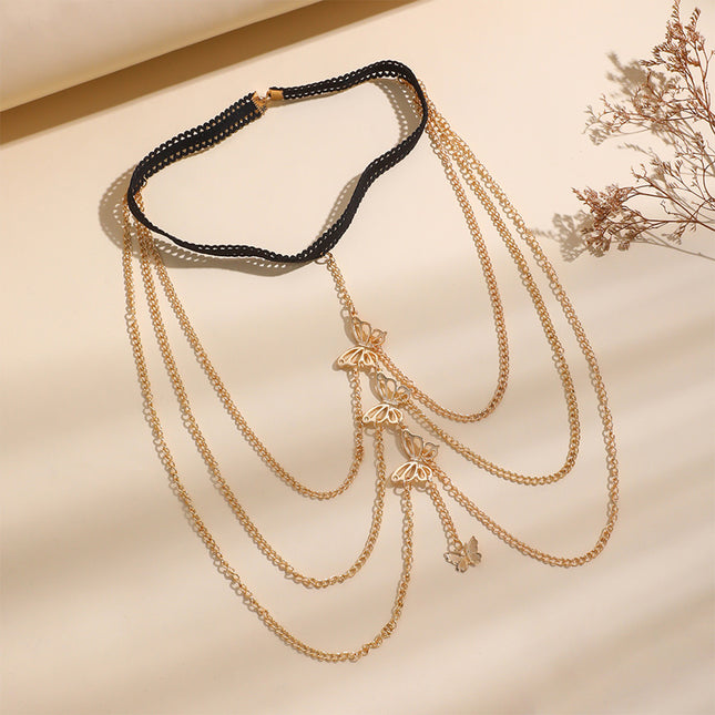 Cadena De Moda De Pierna Para El Cuerpo Con Banda Elástica De Encaje Elegante Con Mariposa