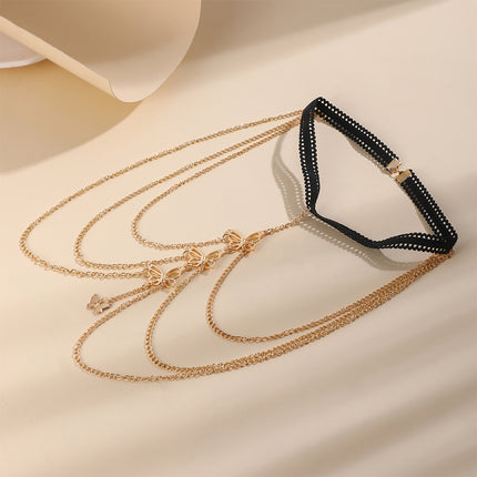 Cadena De Moda De Pierna Para El Cuerpo Con Banda Elástica De Encaje Elegante Con Mariposa