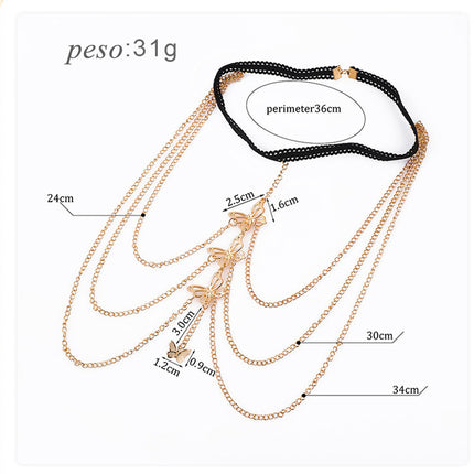 Cadena De Moda De Pierna Para El Cuerpo Con Banda Elástica De Encaje Elegante Con Mariposa