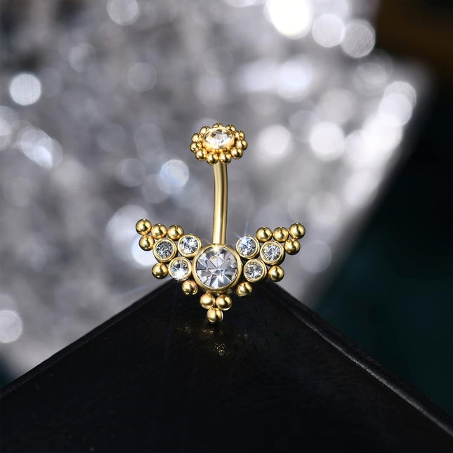 Piercing De Ombligo Minimalista De Acero Inoxidable Con Diamante