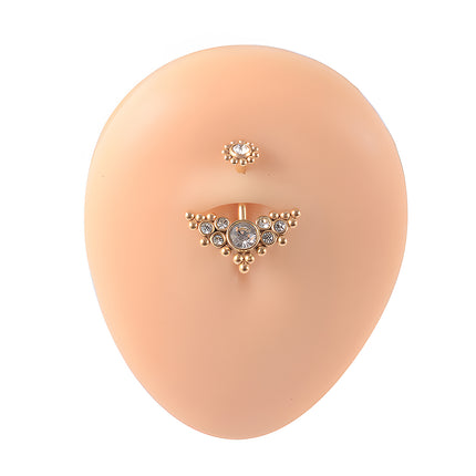 Piercing De Ombligo Minimalista De Acero Inoxidable Con Diamante