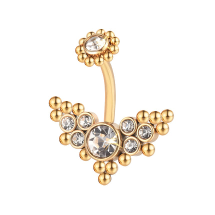 Piercing De Ombligo Minimalista De Acero Inoxidable Con Diamante