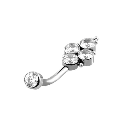 Piercing De Ombligo De Acero Inoxidable Plateado Con Zirconia