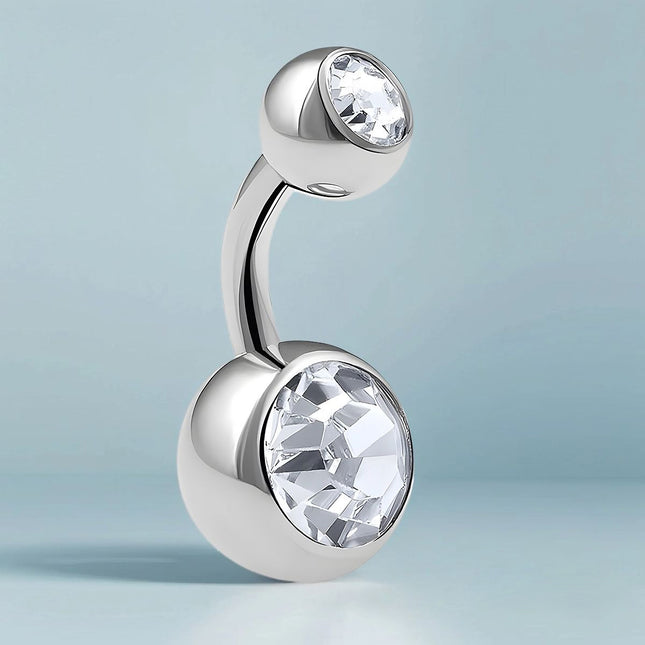 Piercing De Ombligo Minimalista De Acero Inoxidable Con Zirconia