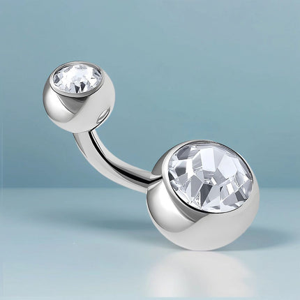 Piercing De Ombligo Minimalista De Acero Inoxidable Con Zirconia