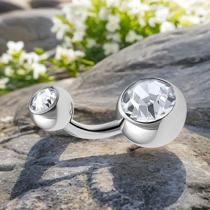 Piercing De Ombligo Minimalista De Acero Inoxidable Con Zirconia