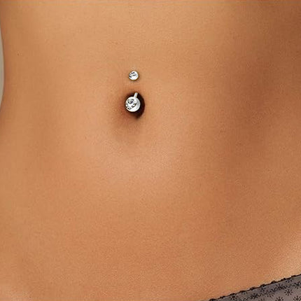 Piercing De Ombligo Minimalista De Acero Inoxidable Con Zirconia