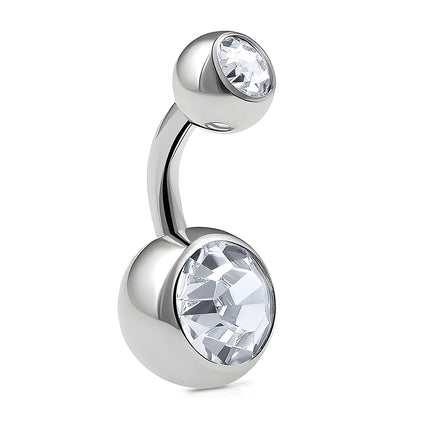 Piercing De Ombligo Minimalista De Acero Inoxidable Con Zirconia