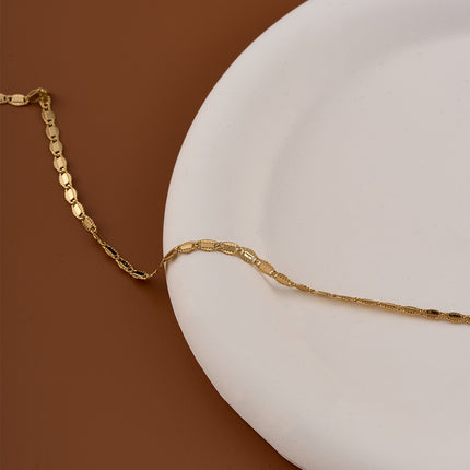 Collar Versátil De Cobre De Cadena Sencilla De Ojos Con Bordes De Doble Cara Casual