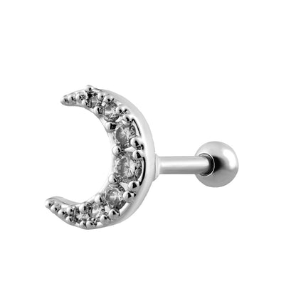 Piercing Con Diseño De Luna Y Diamantes, Estilo Moderno de Cobre