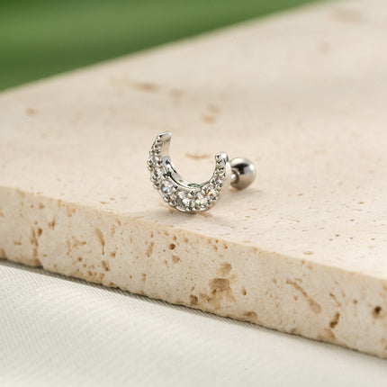 Piercing Con Diseño De Luna Y Diamantes, Estilo Moderno de Cobre