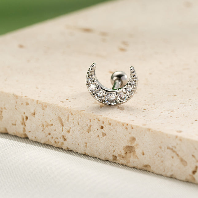 Piercing Con Diseño De Luna Y Diamantes, Estilo Moderno de Cobre