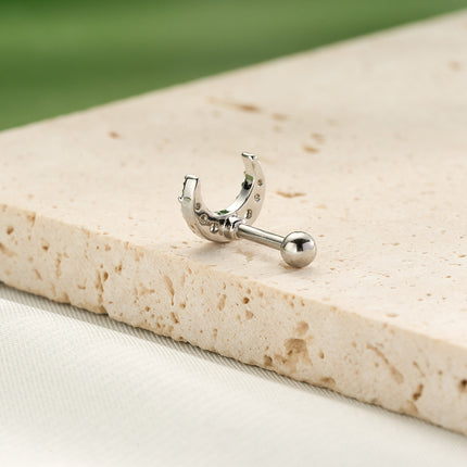 Piercing Con Diseño De Luna Y Diamantes, Estilo Moderno de Cobre