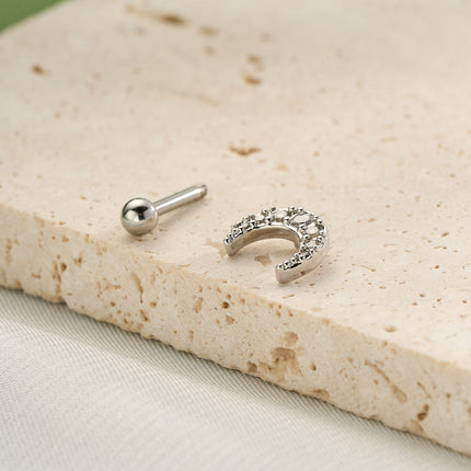 Piercing Con Diseño De Luna Y Diamantes, Estilo Moderno de Cobre